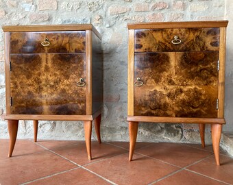 Vintage Nightstands Couple Briar Wood 1960s