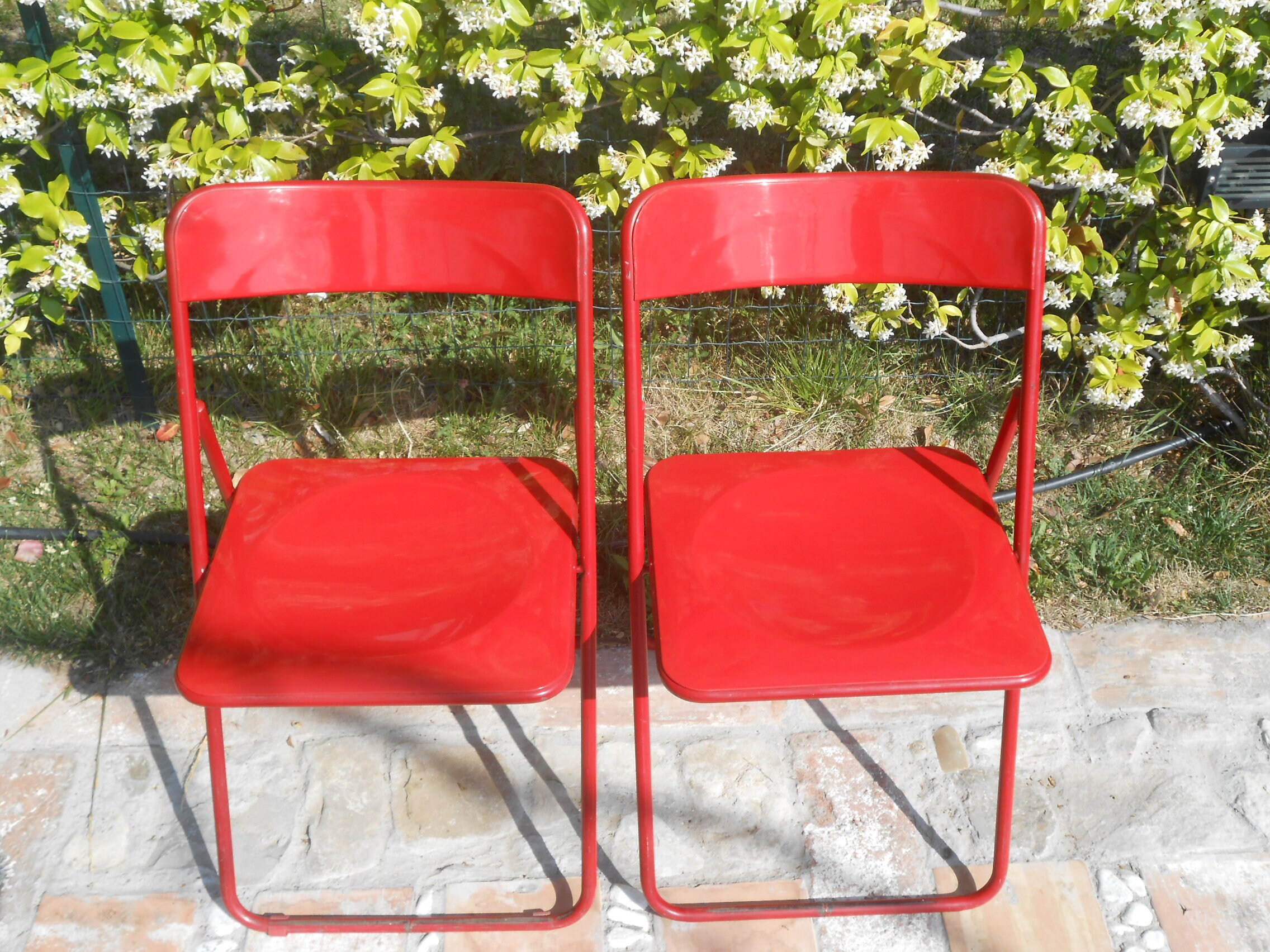Vintage Folding Chairs Red Set of 2 1980s Etsy