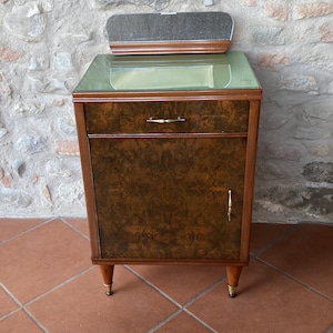 Vintage Nightstand Mid-Century Bedside 1950s Glass Top