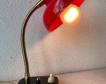 Vintage Table Lamp Mid Century Red Bedside Lamp Wall Lamp