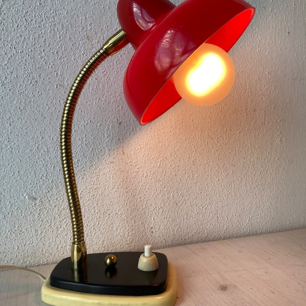 Vintage Table Lamp Mid Century Red Bedside Lamp Wall Lamp