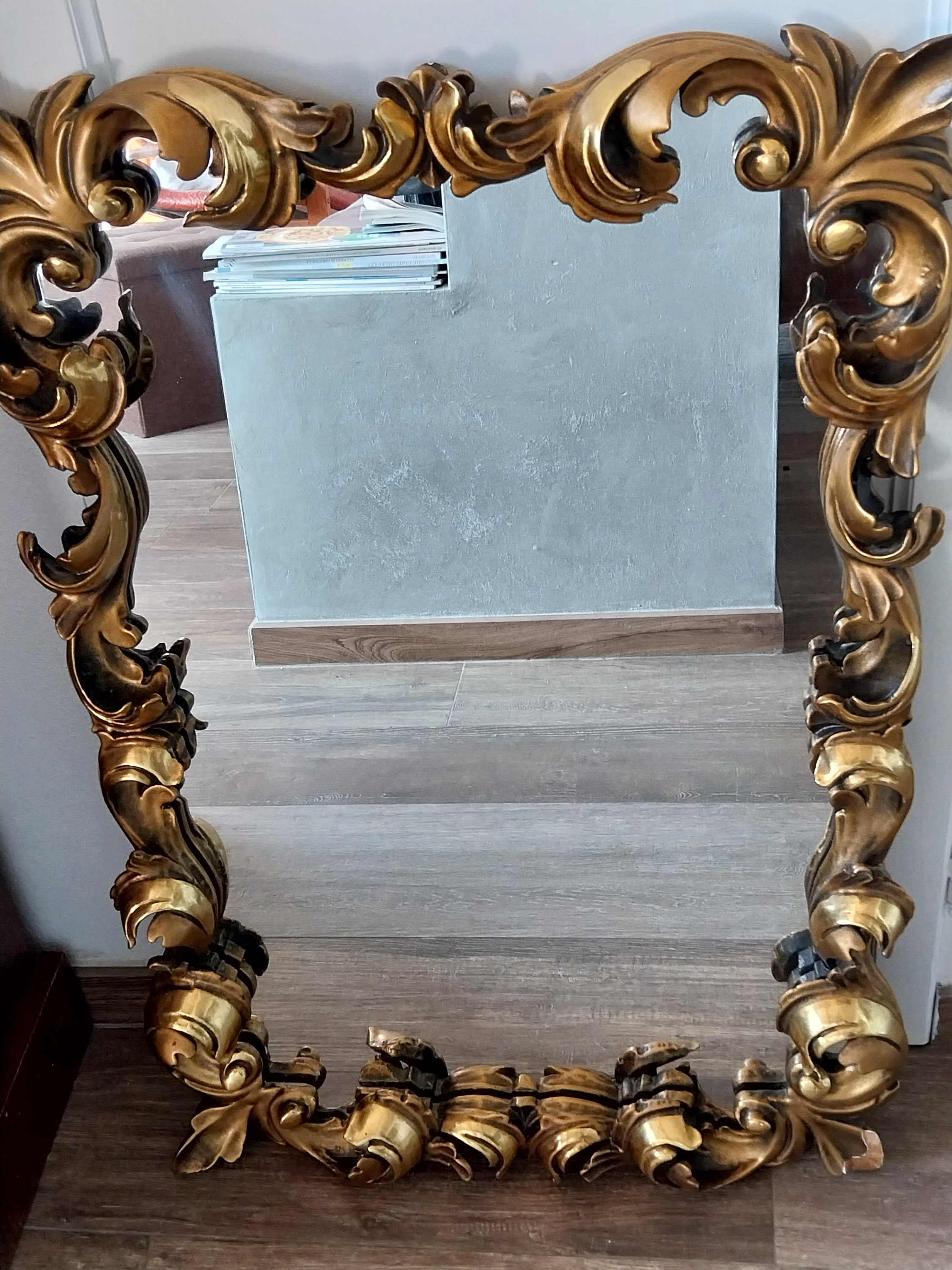 Vintage Mirror Gold Carved Wood Frame Rococò Style - Etsy Israel