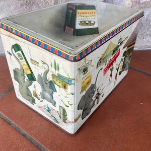 Scatola Latta Vintage Estratto Olandese Elefante Anni &#39;40