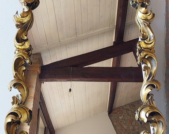 Vintage Mirror Gold Carved Wood Frame Rococò Style