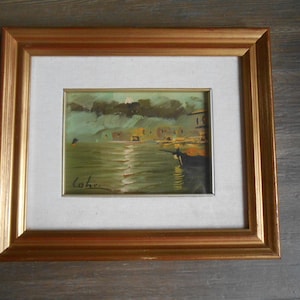 Vintage Lack Landschaft Bilderrahmen Wanddeko 80er Jahre