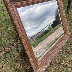 Antique Mirror Carved Wood Frame Early 1900s Bronze Patina - Etsy