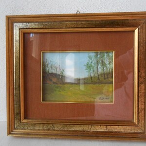 Vintage Lack Landschaft Bilderrahmen Wanddeko 80er Jahre
