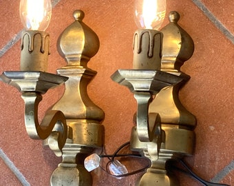 Vintage Sconces Brass Art Deco Italian Set of 2