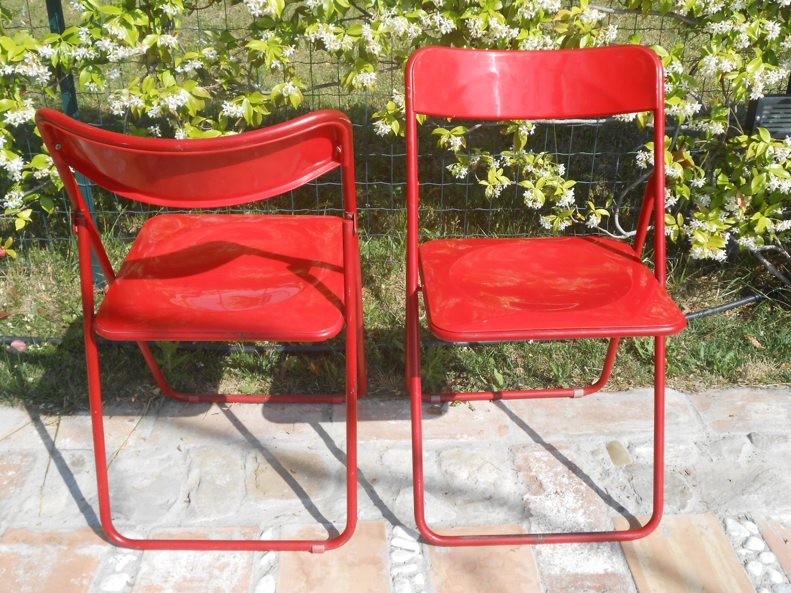 Vintage Folding Chairs Red Set of 2 1980s Etsy