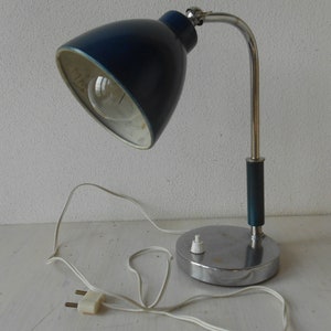 Vintage Desk Lamp Mid Century Chrome/Blue Table Lamp