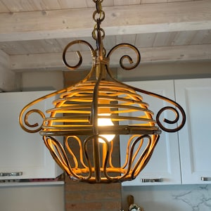 Vintage Bamboo Chandelier 1960s