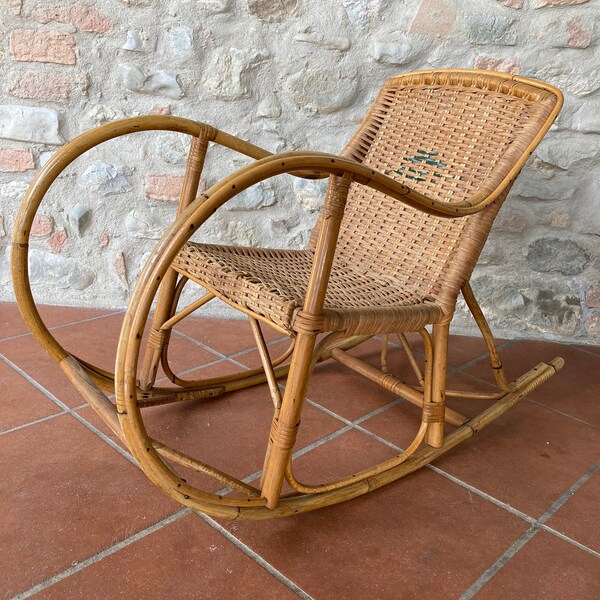 Rocking Chair vintage en bambou pour enfants