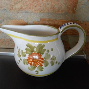 Vintage Jug Deruta Ceramic Handpainted Carafe Made in Italy Pitcher