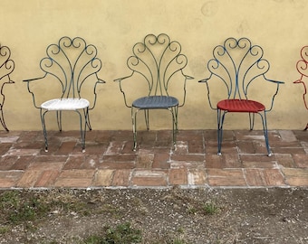 Vintage Iron Garden Chair Bistrot 50s Armchair