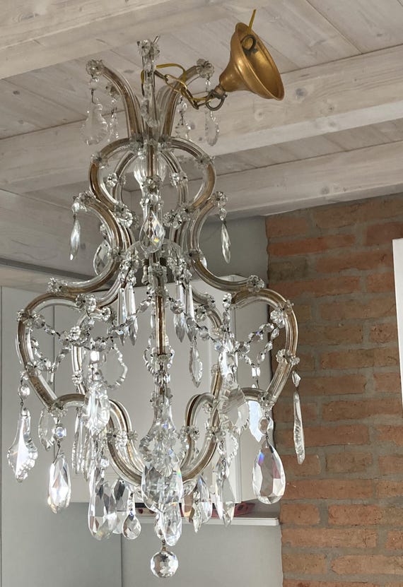 Vintage Chandelier Crystal Pendants Maria Teresa Style 50s