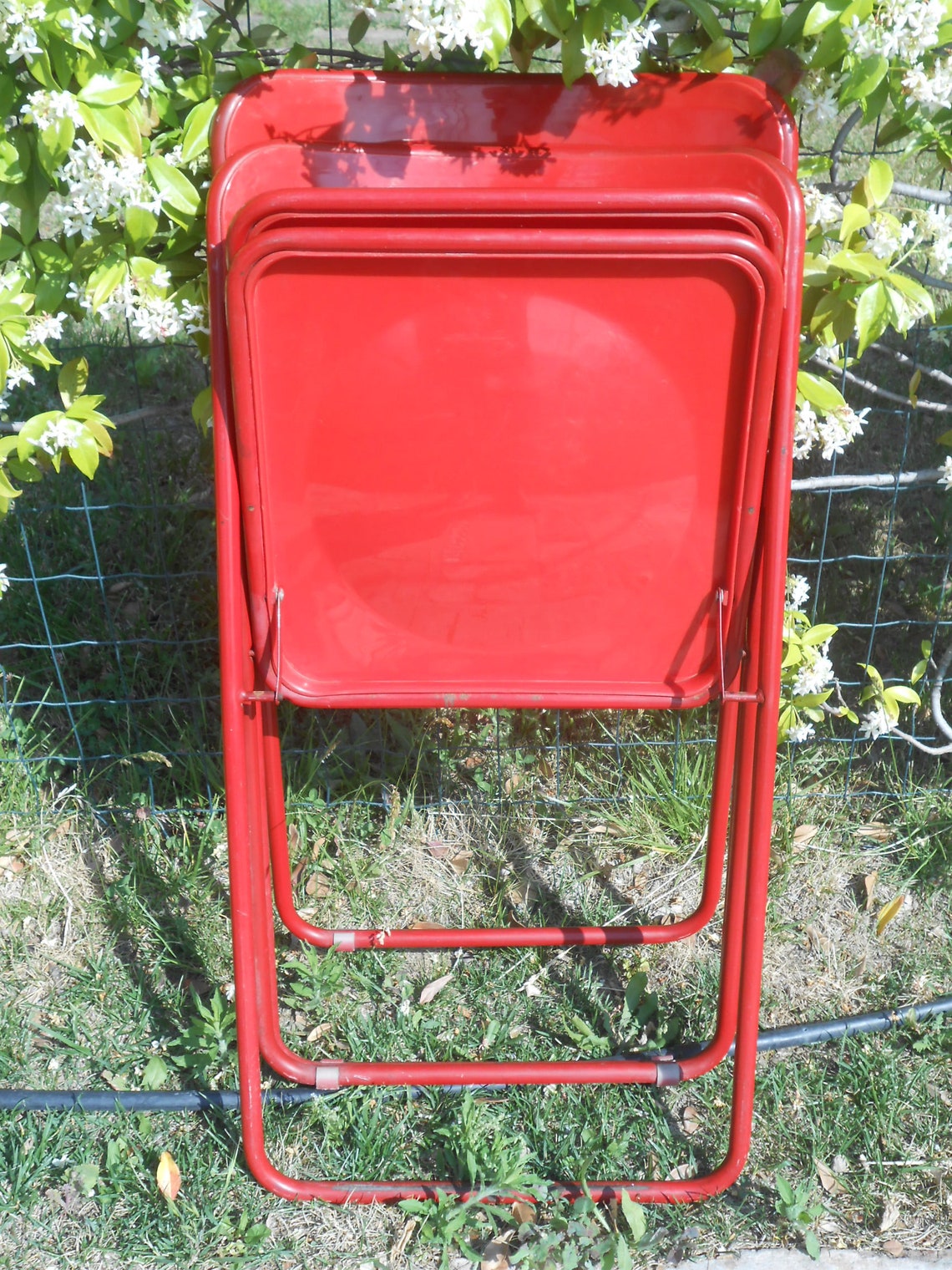 Vintage Folding Chairs Red Set of 2 1980s Etsy