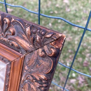 Antique Mirror Carved Wood Frame Early 1900s Bronze Patina - Etsy