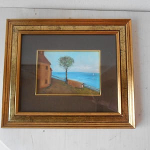 Vintage Lack Landschaft Bilderrahmen Wanddeko 80er Jahre