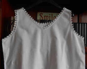 Camisón vintage romántico sin mangas de algodón bordado