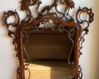 Vintage Mirror Carved Wood Frame Early 1900s Liberty