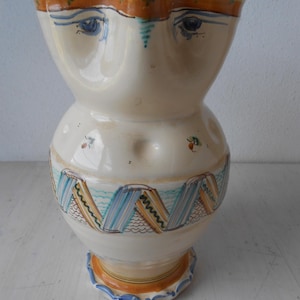 Vintage Pitcher Early 1900s Ceramic Handpainted Made in Italy Carafe