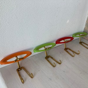 Vintage Coat Hooks Wall Hanger Set of 4 Mid Century