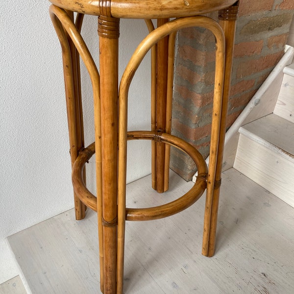 Tabouret vintage en bambou Vienna