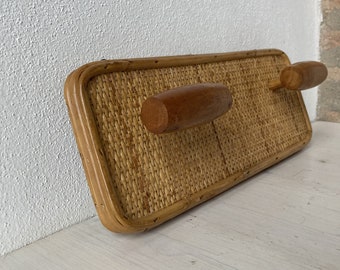 Vintage Bamboo Coat Hanger 2 Hooks Wall Hanger 70s