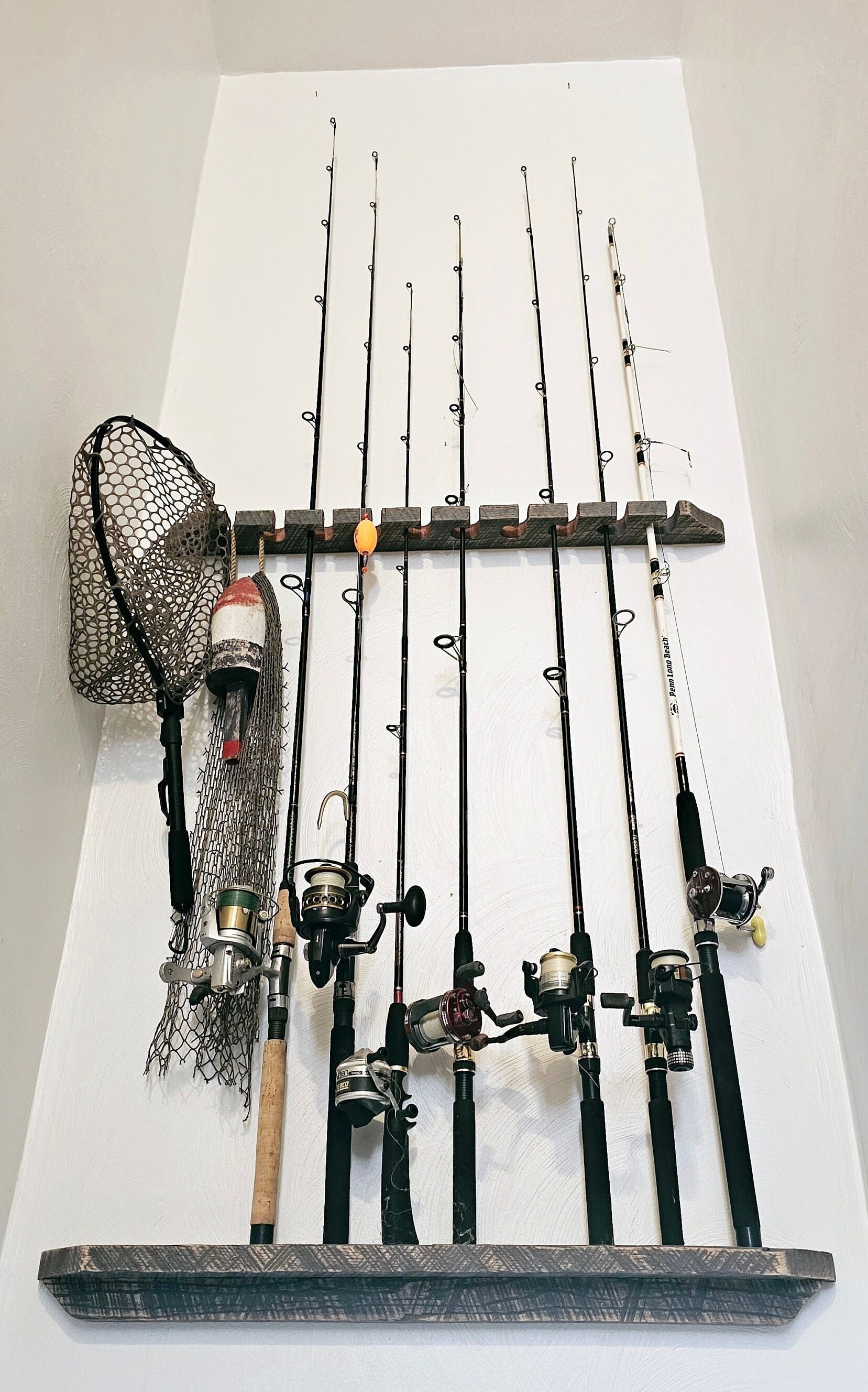 12 Inch Rod Rack, Fishing Pole Holder, Easy Wall Mount, Gift for Bass  Fisherman, Outdoorsman, Inshore or Offshore Rodsmith 