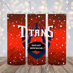 Titans Football Team 20 oz Tumbler Wrap PNG - 20oz Skinny Tumbler Wrap Sublimation Design - Instant Digital Download