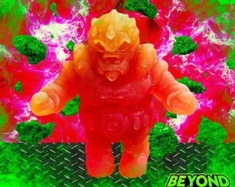 Galactic Warrior Handmade Alien Squishy Toys – Orange Red Vaporwave Keshi Fidget Desk Decor