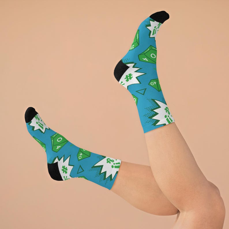 D20 Fumble Dice Socks Recycled Poly Socks | RPG DND Tabletop Gaming image 8