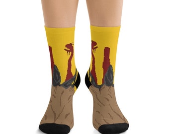 Graboid Socks: Tremors Movie Pixel Art DTG Socks