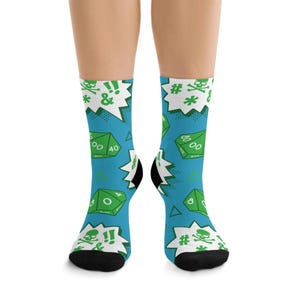 D20 Fumble Dice Socks Recycled Poly Socks | RPG DND Tabletop Gaming image 1