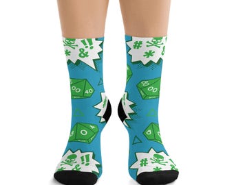 D20 Fumble Dice Socks Recycled Poly Socks | RPG DND Tabletop Gaming