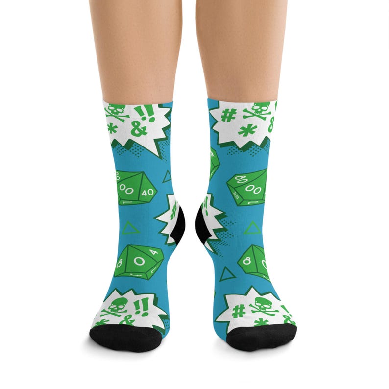 D20 Fumble Dice Socks Recycled Poly Socks | RPG DND Tabletop Gaming image 1