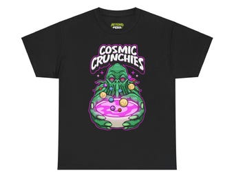 Cthulhu Cosmic Crunchies: Lovecraftian Eldritch Horror Vintage-Style Cereal Tee for Mythos Fans