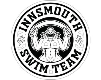 Dagon Deep One Sticker: Innsmouth Swim Team Logo, HP Lovecraft Horror Decal