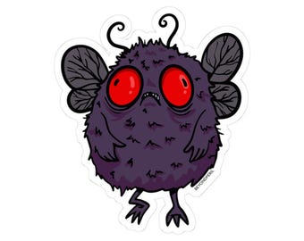 Cartoon Crazed Mothman Sticker | Cryptid Art Vinyl Decal