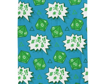 RPG Dice Velveteen Plush Blanket: Gamer Decor, Game Night Throw Cover