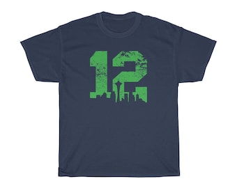 Seattle 12th Man City Unisex Heavy Cotton T-Shirt - Football Fan Supporter Tee