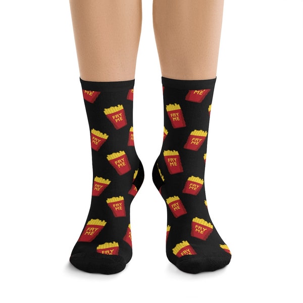 Fries - Fry Me - Fast Food - Pixel Art - Funny Socks - DTG Socks