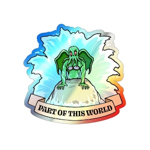 Holographic Cthulhu Cryptid Mashup Stickers: Mermaid Monster Cartoon Die-Cut Collection