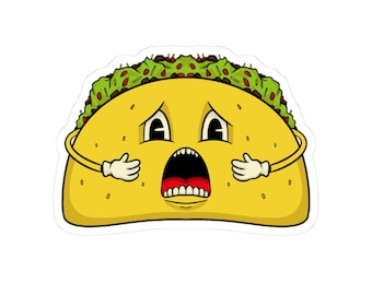 Scared Taco Sticker - Retro Cartoon, Funny Vinyl Decal