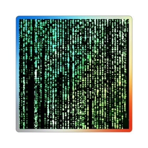 Matrix Holographic Die-cut Stickers, punk skater stickers, geek binary code laptop sticker, cyberpunk stickers, steampunk sticker,