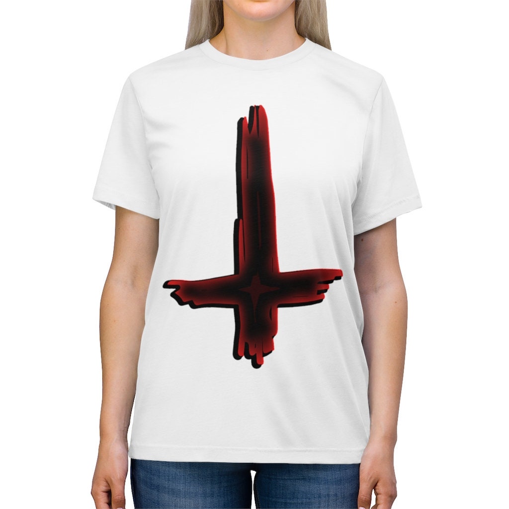 Gotisch T Shirt Met Kruis En Kantmouwen V Hals main image 0