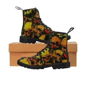 Skullheads Women Boots, combat goth boots, metal festival boots, gothic  emo shoes,biker  shoes, punk women boot, 90&#39;s grunge boots