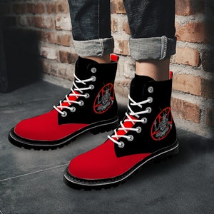 Baphomet unisex boots, gothic pagan boots, satanic shoes,pentagram shoes,witchy grunge shoes,goth men boots