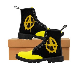 Libertarian anarcocapitalista Men&#39; Boots,grunge shoes,custom punk boots,Gadsden flag shoes,rave party shoes,man  goth shoes ,gothic shoes