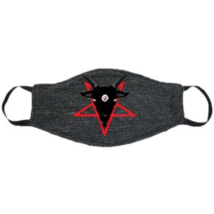 baphomet 3x3 eyes face mask,pentaagram face mask,made in USA,washable reusable face mask,pagan clothes,goth satanic clothing,witch witchy